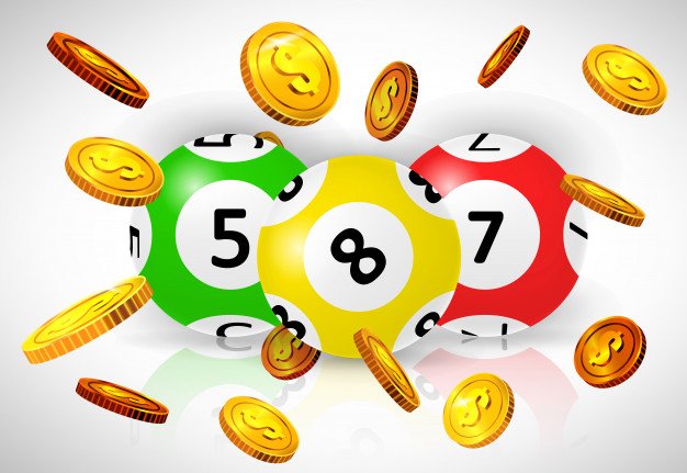 Three Lottery Balls Flying Golden Coins White Background 1262 13328