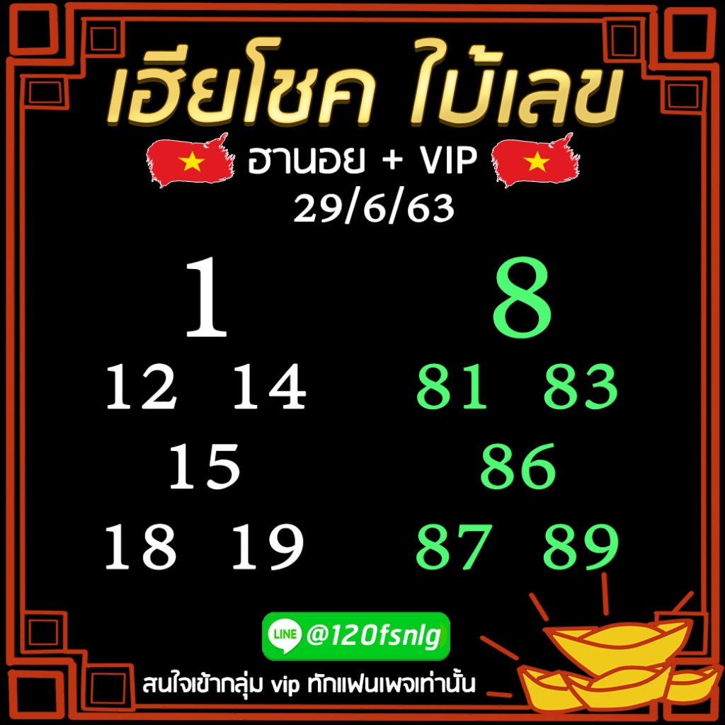 แนวทางหวยฮานอย 29 มิถุนายน 2563