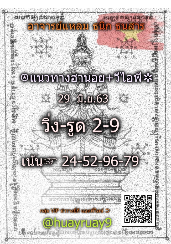 แนวทางหวยฮานอย 29 มิถุนายน 2563