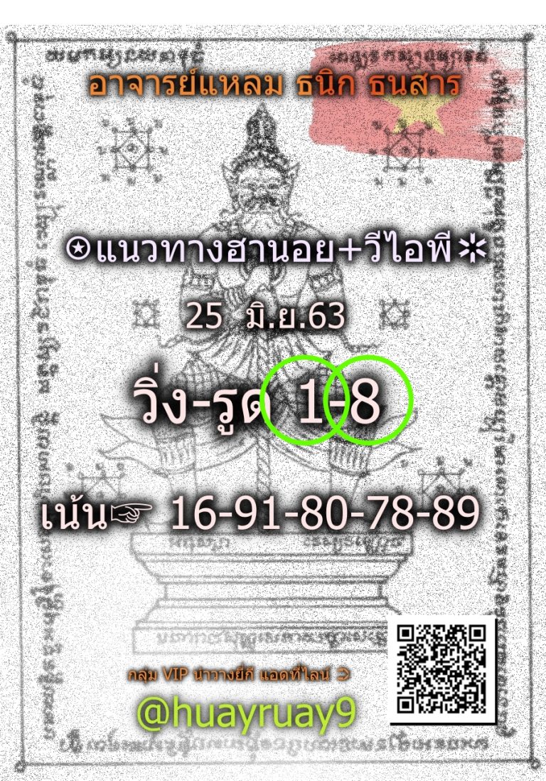 ตรวจหวยฮานอย งวด 25 มิถุนายน 2563 หวยลาวหวยฮานอย