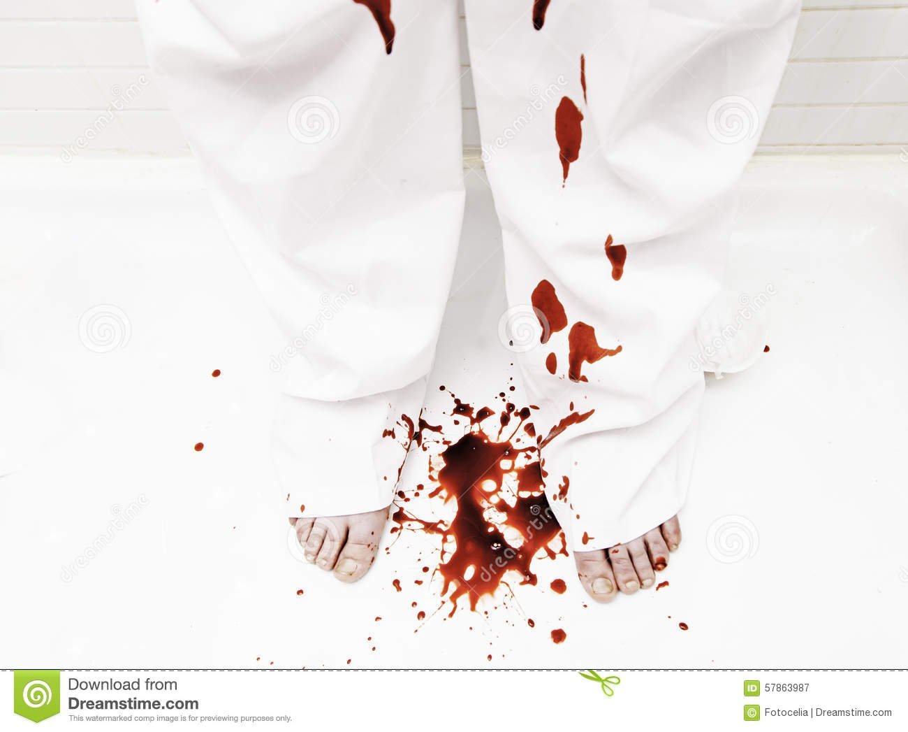 Bloody Pants Feet Bloodied Knife Bathtub Crime 57863987