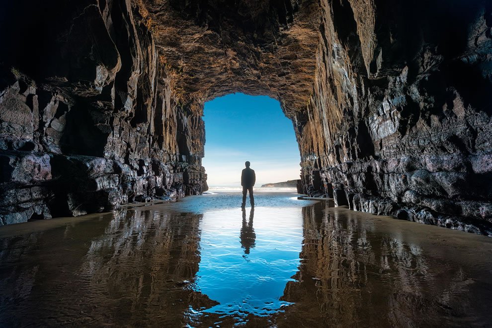 Cave Along New Zealand Beach