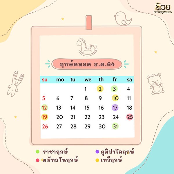 ฤกษ์ดีธันวาคม64 วันคลอดลูก