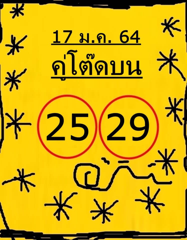 หวยคู่โต๊ดบน 17/1/64