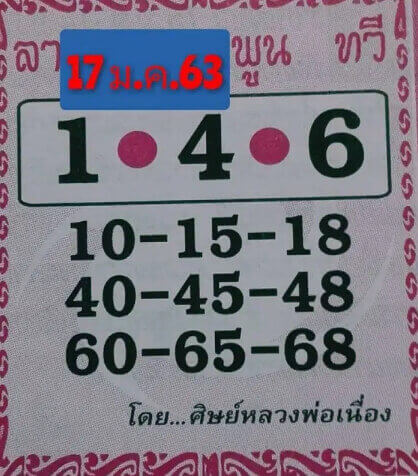 หวยลูกศิษย์หลวงพ่อเนือง17/01/64