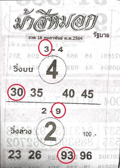 หวยม้าสีหมอก หวยรัฐบาล16/02/63