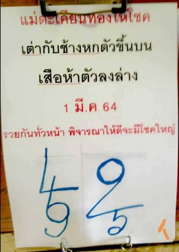 เลขเด็ดหวยดังงวดนี้ 01/03/64