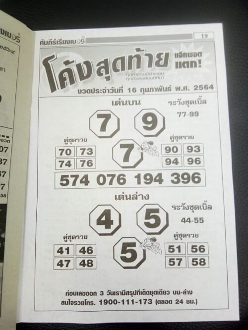  เลขเด็ดหวยดังงวดนี้ 16/02/64