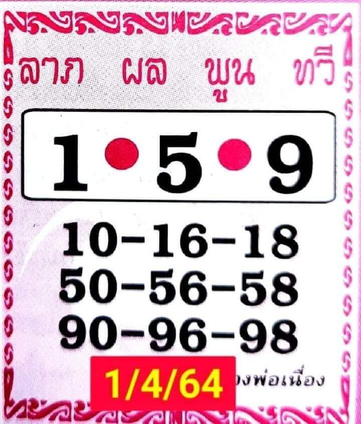 หวยลูกศิษย์หลวงพ่อเนือง 1 เมษายน 2564
