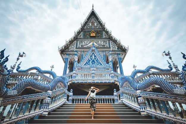 Travel woman and thai temple