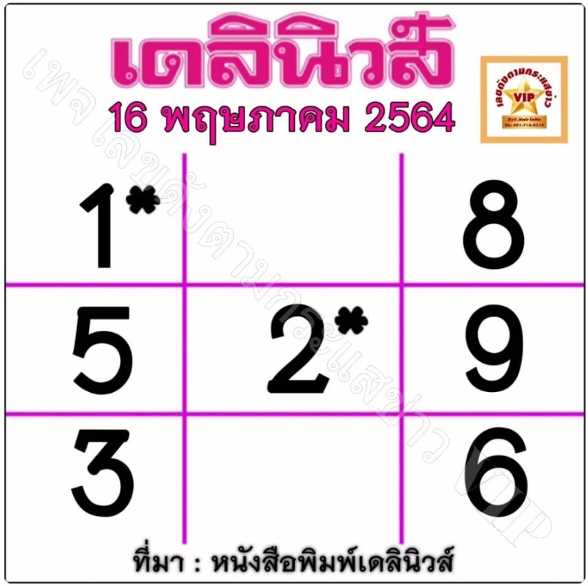 หวยเดลินิวส์16/5/64