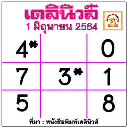 หวยเดลินิวส์1/6/64