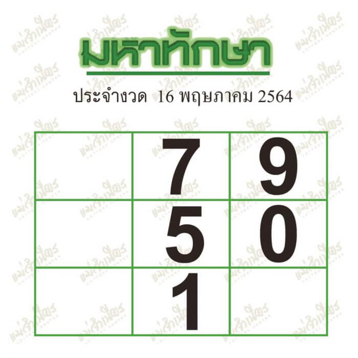 หวยมหาทักษา16/5/64