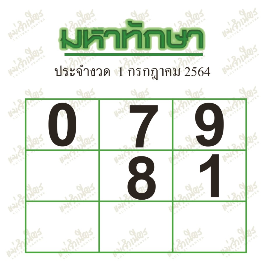 หวยมหาทักษา1/7/64