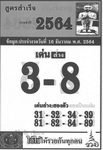  เลขเด็ด 16/12/64 ไอ้ไข่ วัดเจดีย์
