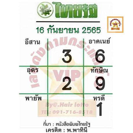 เลขเด็ดไทยรัฐ 16/9/65