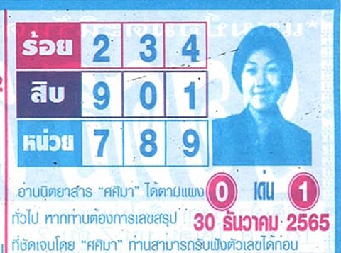 หวยศศิมา 30/12/65