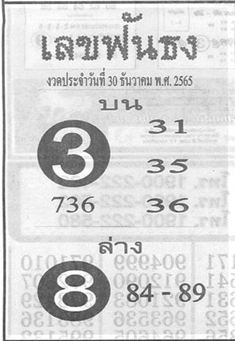 หวยฟันธง 30/12/65