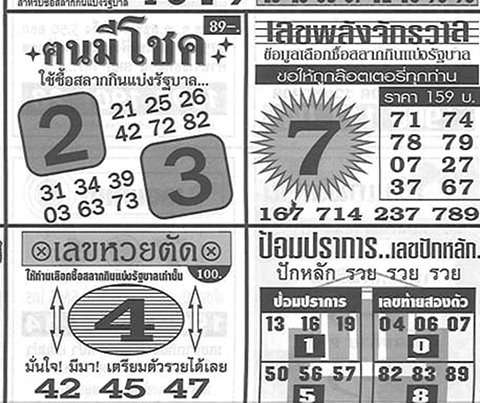 หวยคนมีโชค 30/12/65