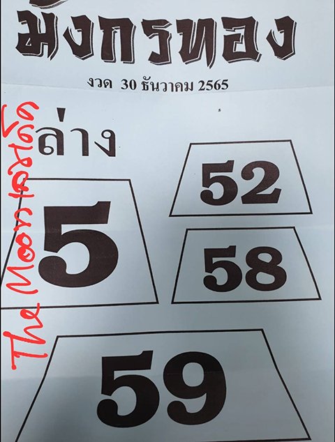 หวยมังกรทองล่าง 30/12/65