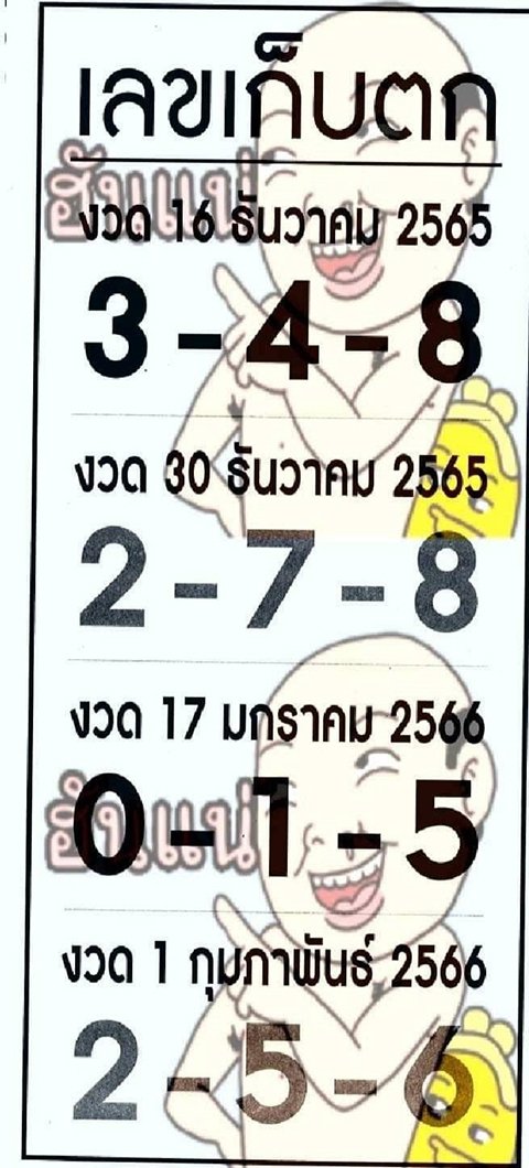 หวยเลขเก็บตก 30/12/65