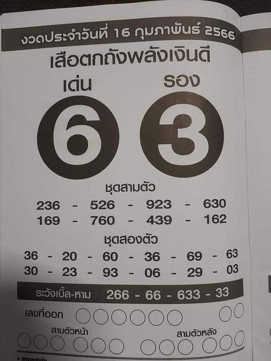 เลขเด็ดเสือตกถังพลังเงินดี 16/2/66