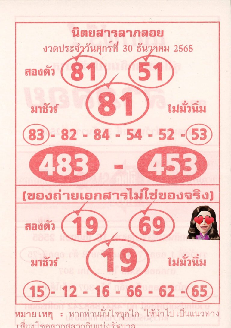 หวยลาภลอย 30/12/65